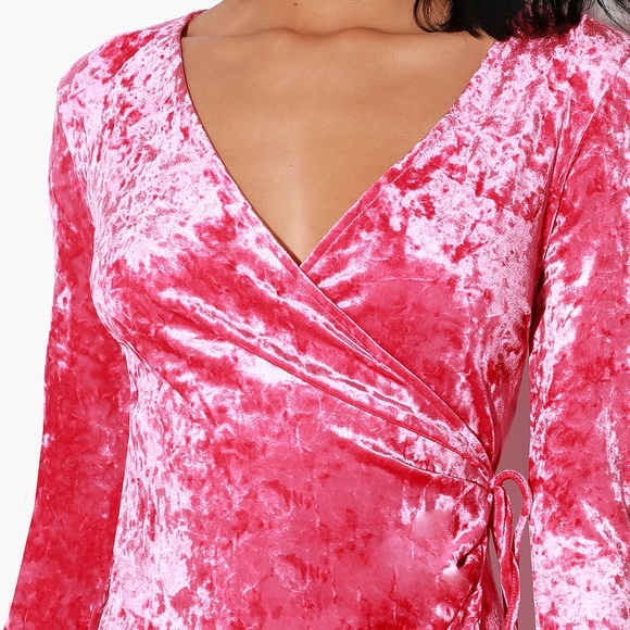 Velvet Long Sleeve Wrap Dress - Picture 7 of 7
